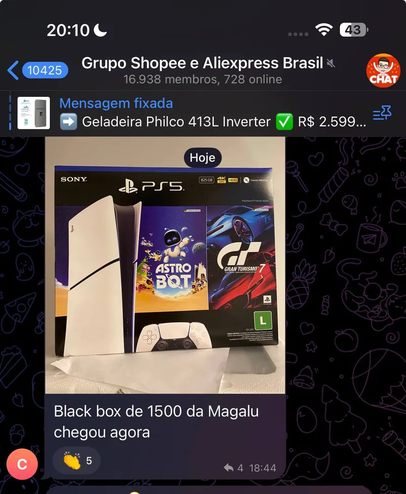 PS5 chegando na casa do inscrito